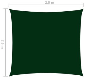sötétzöld négyzet alakú oxford-szövet napvitorla 2,5 x 2,5 m