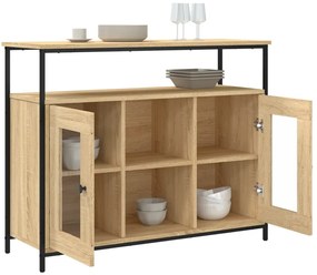 sonoma tölgy színű szerelt fa tálalószekrény 100 x 35 x 80 cm