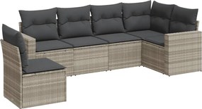 vidaXL 6 részes világosszürke polyrattan kerti ülőgarnitúra párnákkal