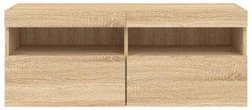 sonoma tölgy színű fali TV-szekrény LED-ekkel 100x30x40 cm