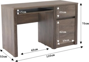 PC asztal, sötét tölgy lefkas, MONTANA B1