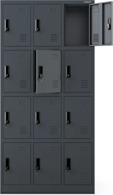 MARCIN fém BHP uzsonnás szekrény, 900 x 1850 x 400 mm, antracitszürke