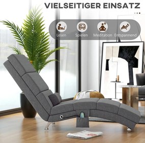 HOMCOM Masszázsfotel, dönthető, nyugágy, 8 vibrációs pont 5 üzemmód, szürke