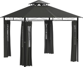 Outsunny Pavilon kb. 3 x 3 m, Kerti Sátor Oldalfallal, Partisátor Dupla Tetővel, Időjárásálló Rendezvénysátor, Kerti Pavilon, Erkélyre, Teraszra, Fém,