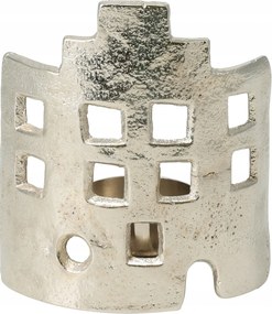 Ezüst gyertyatartó House Tower teamécseshez (10x5x11 cm)