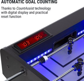 KLARFIT Arrowhead, asztali foci, 117 x 68, LED megvilágítás, automatikus gólszámláló, fekete