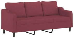 vidaXL 3 személyes bordó szövet kanapé lábtartóval 180 cm
