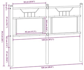sonoma tölgy színű szerelt fa és acél fejtámla 120 cm