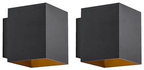 2 db Design fali lámpa fekete és arany négyzet alakú - Sola