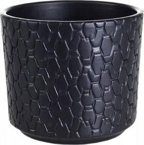 Virágtartó fedő kerámia, matt fekete
