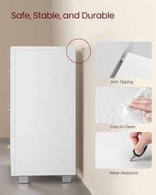 Mosdó Alatti Fürdőszoba Szekrény, 3 Fiókkal, 2 Rekesszel, 30 x 70 x 64 cm, Felhőfehér