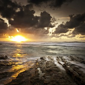 Poszter 40x40cm Naplemente a Palmachim strandon 2, Assaf Frank