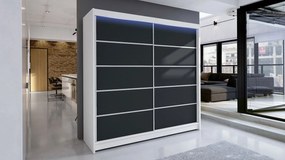Tolóajtós szekrény Bastian IV (fehér + fekete) (RGB LED világítás színes). 1059153