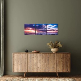 Kép - Naplemente a tengerparton (órával) (90x30 cm)