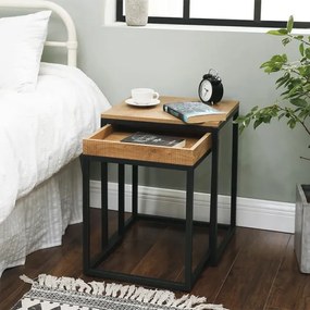 ELDUR 2 darabos kisasztal szett barna/fekete