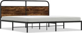 vidaXL füstös tölgy színű fém ágykeret matrac nélkül 200 x 200 cm