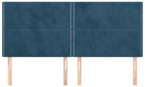 4 db sötétkék bársony fejtámla 100x5x78/88 cm