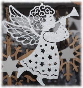 Áttört medál karácsonyi dekoráció angyal trombitával