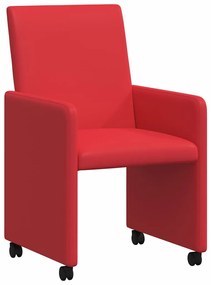 vidaXL Kerekes Étkező Székek 2 pcs Piros 57 x 66 x 94 cm Műbőr