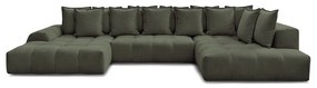 Zöld zsenília kinyitható-tárolóhelyes sarokkanapé (jobb oldali-U alakú) Everest – Bobochic Paris