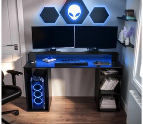 Sarok Gamer PC asztal Garrick 1 (fekete) (LED RGB világítással). 1064134