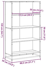fekete szerelt fa könyvszekrény 80,5 x 35 x 139 cm