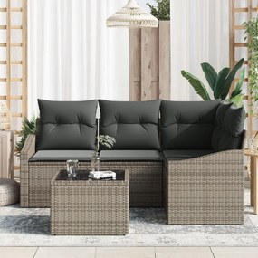 4 darabos kerti étkező szett párnákkal, fekete poli rattan