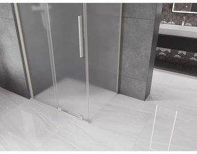 Mexen Velar, zuhanykabin tolóajtóval 100 x 70 cm, 8 mm-es matt üveg, csiszolt acél, 871-100-070-31-97
