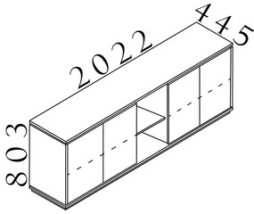 Creator alacsony szekrény 202,2 x 44,5 x 80,3 cm, fehér / antracit