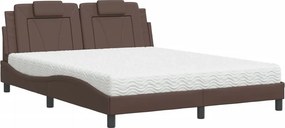 vidaXL barna műbőr ágy Viana matraccal 160 x 200 cm