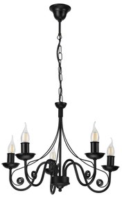 Csillár láncon DONATO 5xE14/40W/230V fekete