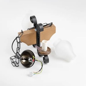 Brilagi - Csillár láncon QUEEN 2xE14/40W/230V bükkfa/dió