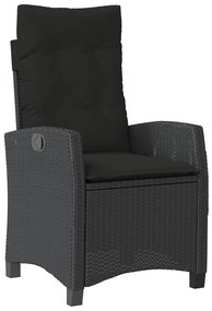 7 részes fekete polyrattan kerti étkezőgarnitúra párnával