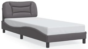 szürke műbőr ágykeret LED-világítással 80 x 200 cm