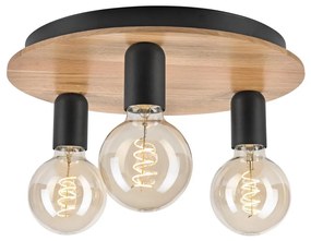 Mennyezeti lámpa DUSTY 3xE27/15W/230V átm. 34 cm tölgy/fekete