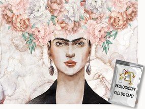 Fotótapéta Flizelina Portré Frida Kahlo Virágok Bazsarózsa Peonie 300x210 ragasztó