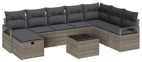 vidaXL Kanapé Szett párnával tárolóval 9 pcs Szürke polirattan
