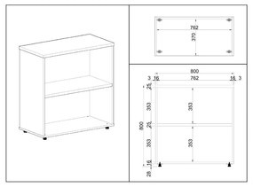 SimpleOffice alacsony szekrény 80 x 40 x 80 cm, szürke