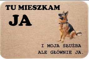 Lenvászon Lábtörlő Bejárati Itt Lakom Német Juhászkutya Ajándék