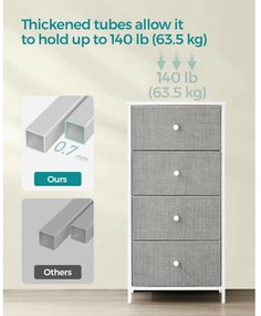 Tároló szekrény négy fiókkal, ruhás szekrény, galambszürke és krémfehér 80x30x85cm