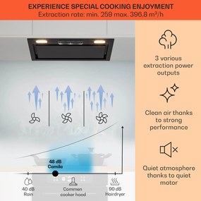 Klarstein Camila beépíthető 52 cm-es, 397 m³/ó LED Touch rozsdamentes acél páraelszívó