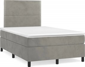 vidaXL világosszürke bársony rugós ágy matraccal 120 x 200 cm