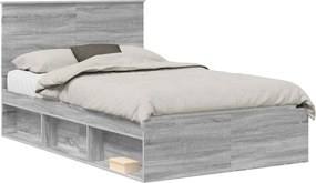 vidaXL Ágykeret fejtámlával Szürke Sonoma 120 x 190 cm Tömör fenyőfa