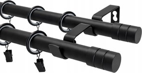 Fém Függönykarnis Loft Dupla 19 MIX Végű Fekete Matt 320cm