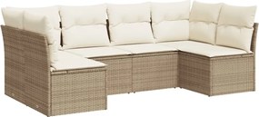 vidaXL 6 részes bézs polyrattan kerti ülőgarnitúra párnával