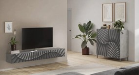 SNAKE kétajtós komód, antracitszürke testtel és antracitszürke, díszített mintázatú előlapokkal