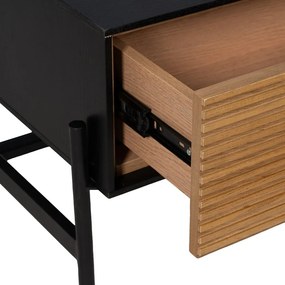 Fekete-natúr színű dohányzóasztal kőrisfa dekorral 60x124 cm Orleans – Ixia