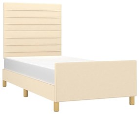 krémszínű szövet ágykeret matrac nélkül 90x200 cm