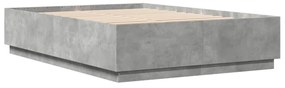 betonszürke szerelt fa ágykeret LED-del 160 x 200 cm