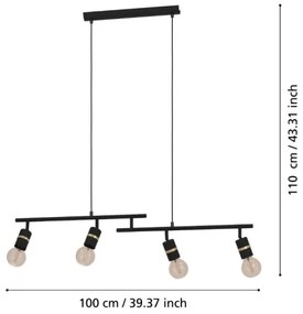 Eglo 900177 - Csillár zsinóron LURONE 4xE27/10W/230V